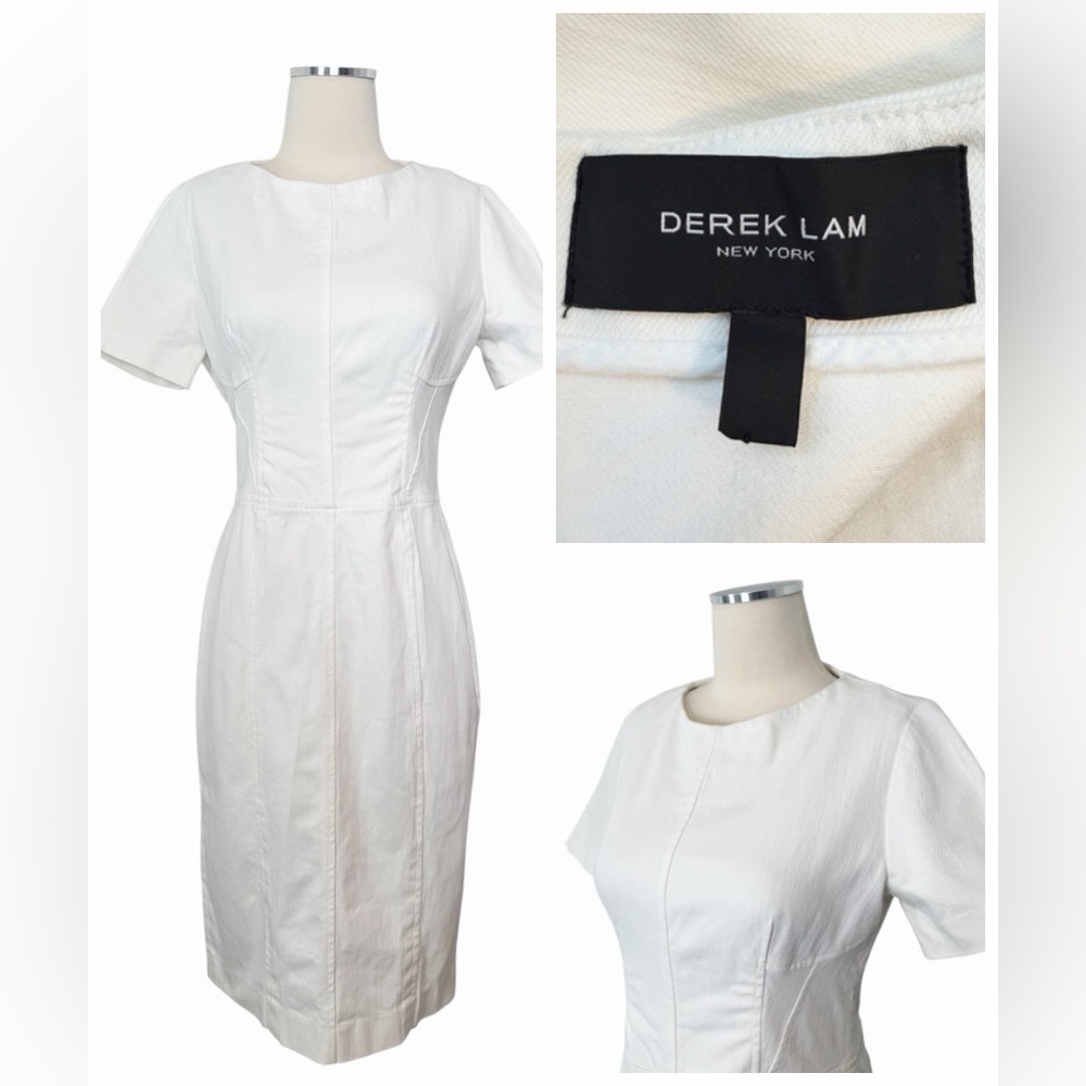 Derek Lam White Stretch Denim Midi Dress Sz 8